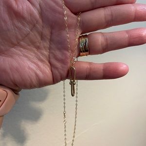 18k gold Link Chain with hardware pendant